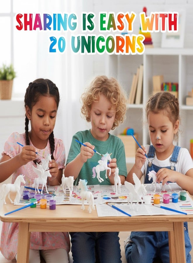 DoubleFill 20 Pcs Unicorn Arts and Crafts Kit for Kids or Girls Ages 3+ Paint Your Own Unicorn Paintable Figurines with Painting Kits Decorate and Drawing 3D Toys for Children Gift Birthday Party(1) - Image 4